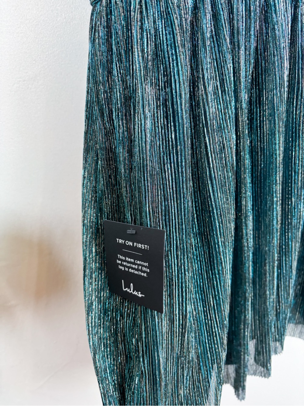 NWT Lulu’s Ailey Gold & Teal Blue Formal Mini dress Sz L - Picture 9 of 11
